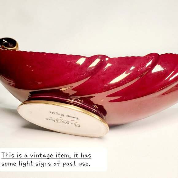 Vintage Carlton Ware 'Rouge Royal' Gravy / Sauce Boat – 1940s, Red & Gold - Picture 10 of 10